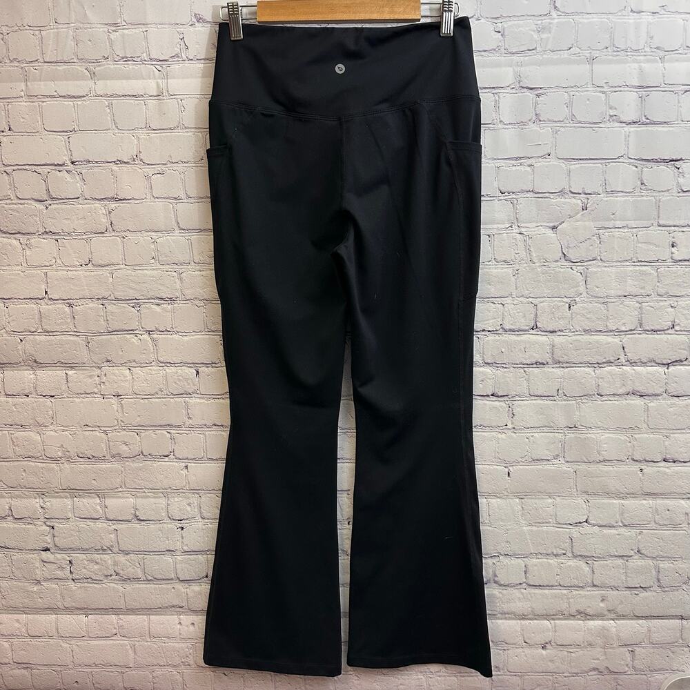 Baleaf Black Flared Yoga Pants Crossover Waist Band Women's Large Pockets - Picture 4 of 8